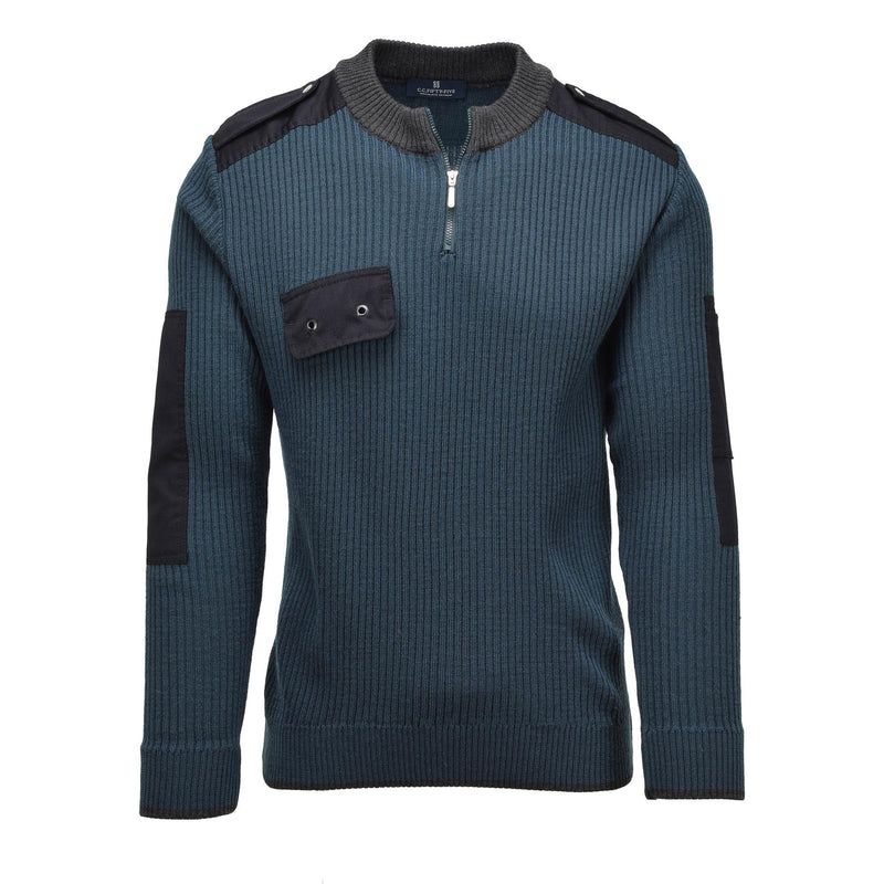 Genuino maglione di abbigliamento blu a costola per pentolo militare olandese olandese