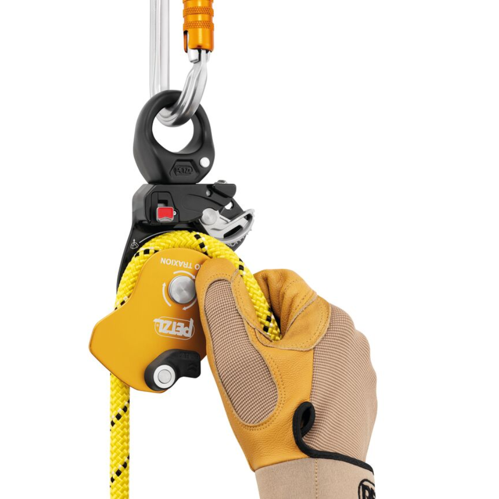 Dispositivo di traino a fune girevole PETZL PRO TRAXION Progress Capture Puleggia Giallo