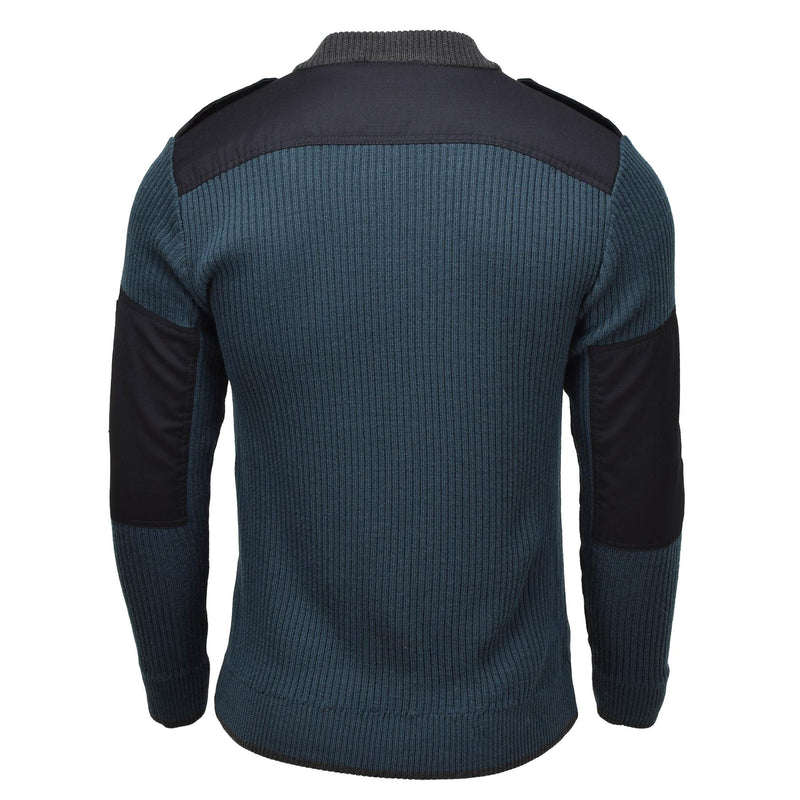 Genuino maglione di abbigliamento blu a costola per pentolo militare olandese olandese