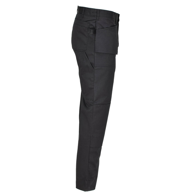 Originari di lavoro militare belga pantaloni cargo ginocchia rinforzate durevoli nere nuove