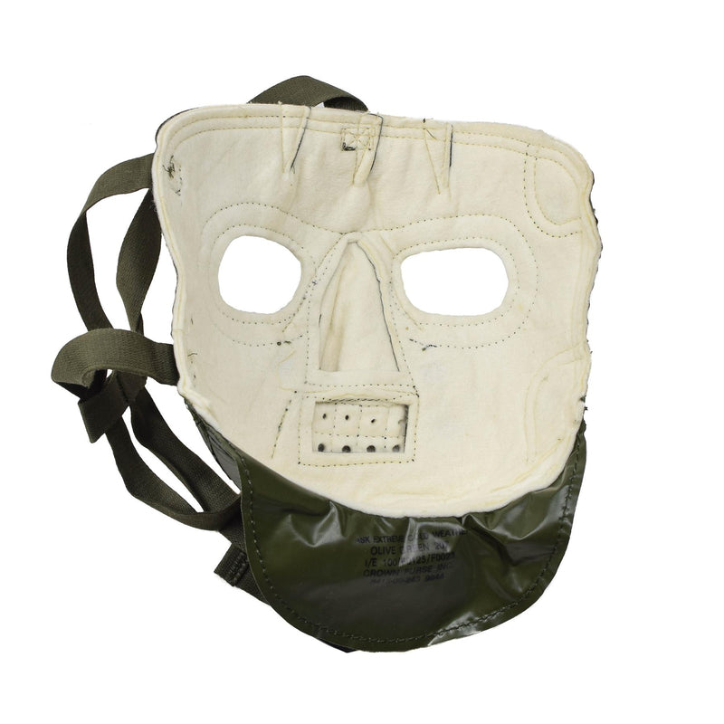 Nuova maschera per il viso per il freddo dell'esercito americano. Maschera militare spaventosa inquietante. Maschera americana verde