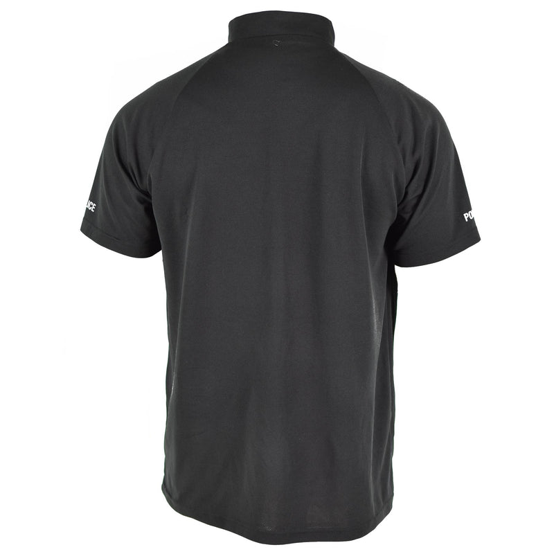 T-shirt della polizia britannica vera nero traspirante con zip gust a zip