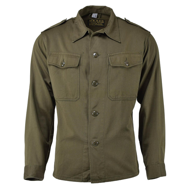 Shirt a maniche lunghe a maniche lunghe di olive militari austriaci originale Abito casual leggero nuovo