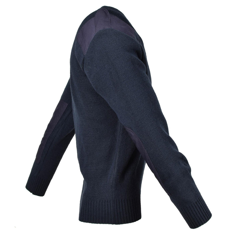 Magitore originale di Police British Ex-Police Pullover Commando Jumper Blue V-Neck