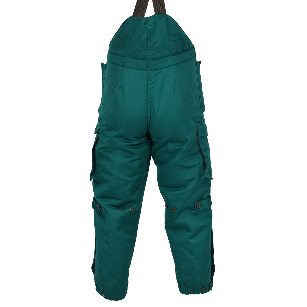 Pantaloni con bretelle termici originali militari austriaci, isolati per il freddo, verdi