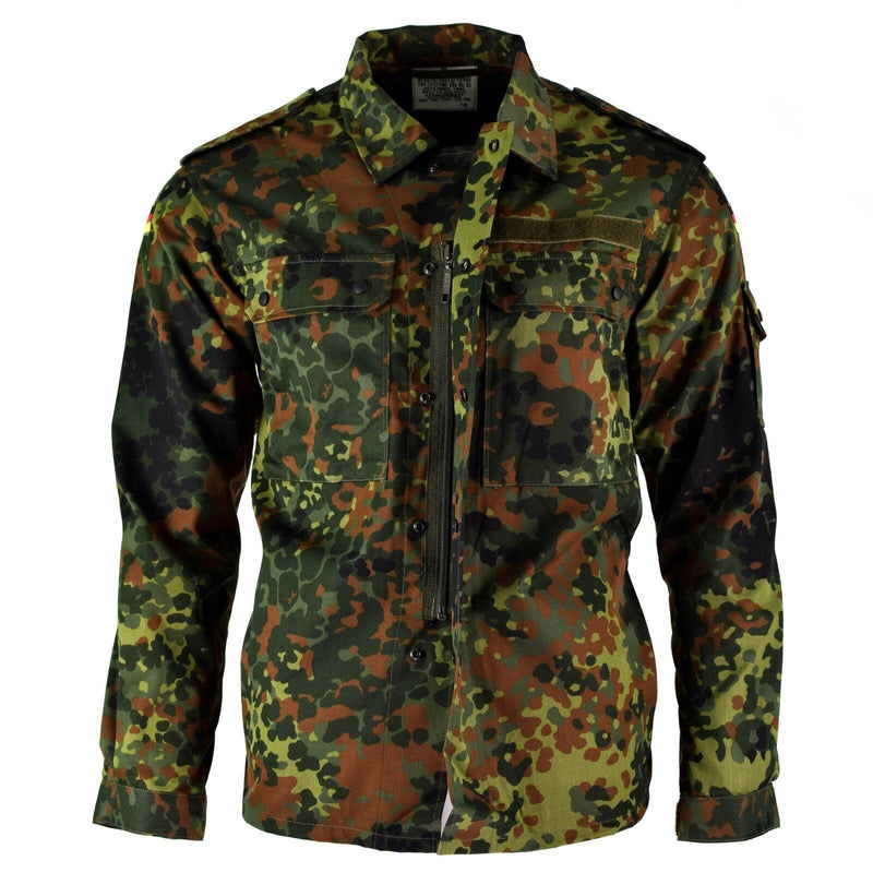 Shirt dell'esercito tedesco originale zippato flecktarn camo tattico combattimento bw esercito problema