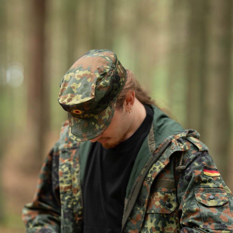 Genuino esercito tedesco originale Flecktarn Cap bw boschi di bosco cappello militare nuovo