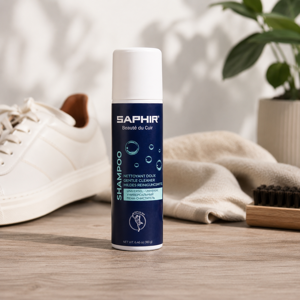 Saphir Active Foam Shampoo Detergente 150 ml Schiuma per la cura dei tessuti in pelle