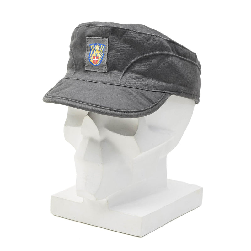 Original Danish Military Grey Army Cap pieghevoli a legna pieghevole Vintage Nuovo