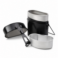 Original Swiss Army Mess Kit Set da cucina da campeggio in alluminio da 3 pezzi Nero