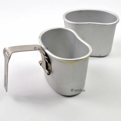Original Belgian Army Centeen Cup Cup Mess Mess Alluminum Pot Bushcraft come US M1910