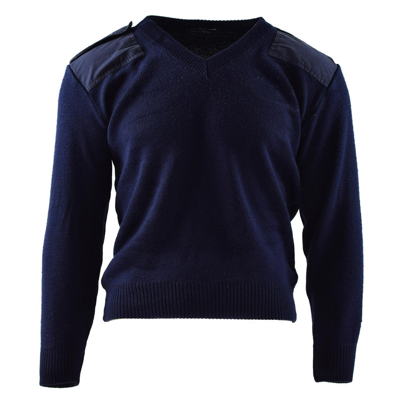 Genuino maglione dell'esercito olandese blu jumper pullover militare per il collo rotondo del collo