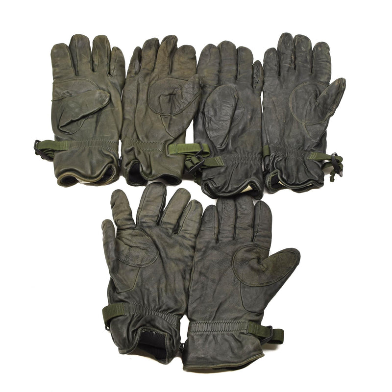 Guanti di pelle militare britannici originali MK II in pelle rivestita di protezione delle mani verdi scure foderate