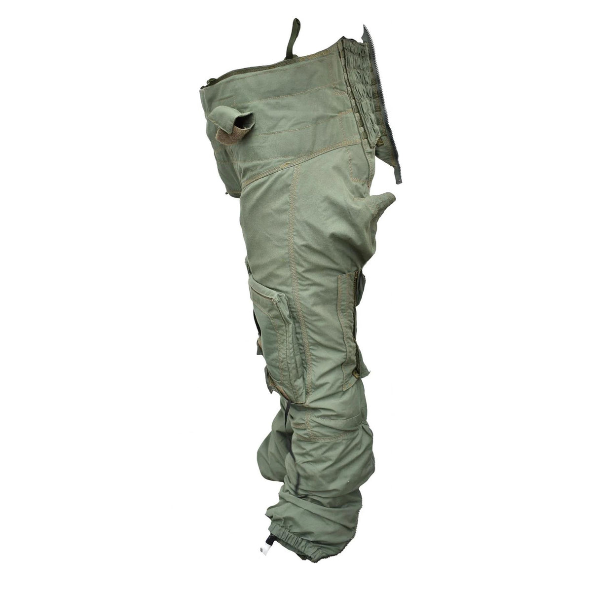 Pantaloni da volo anti-G originali militari britannici a copertura totale verde oliva
