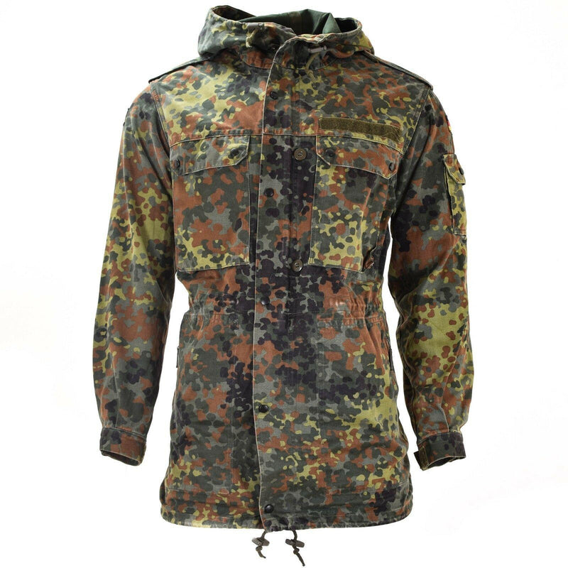 Giacca da campo dell'esercito tedesco originale Parka Issumi militare Flecktarn Camo W Liner