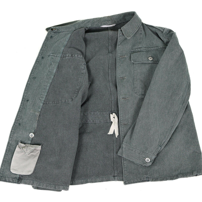 Giacca da lavoro d'esercito svizzero genuino giacca militare in denim grigio surplus vintage