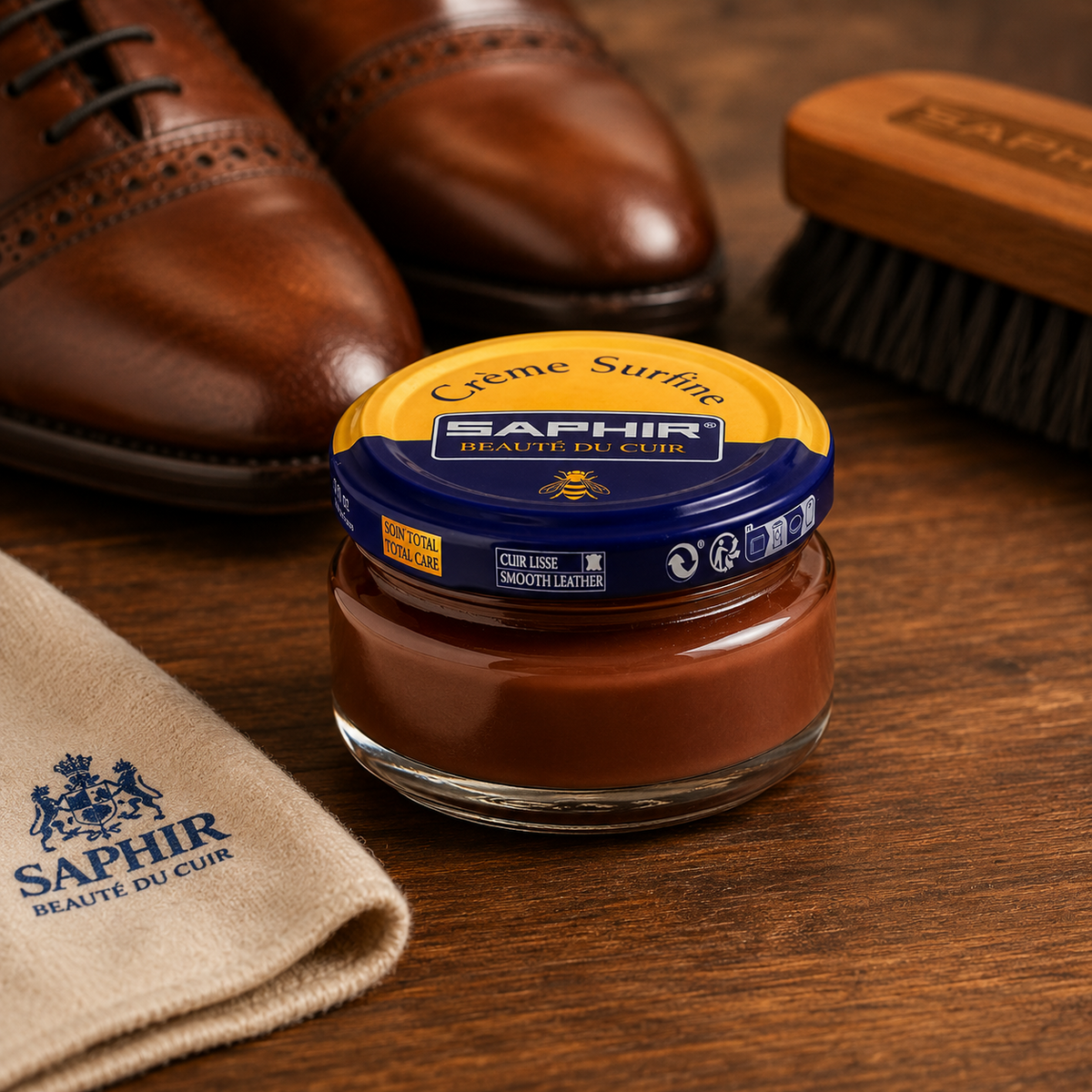 Saphir Creme Surfine Leather Shoe Care Crema per pelle liscia 50 ml Marrone