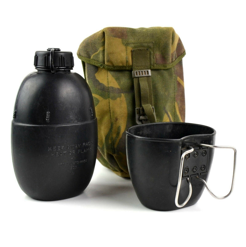 Canta dell'esercito britannico originale originale con tazza 58 bottiglia d'acqua con busta