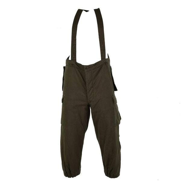 Pants di combattimento dell'esercito austriaco originale Bibs militare Oliva OD complessivo W BRACES NUOVO