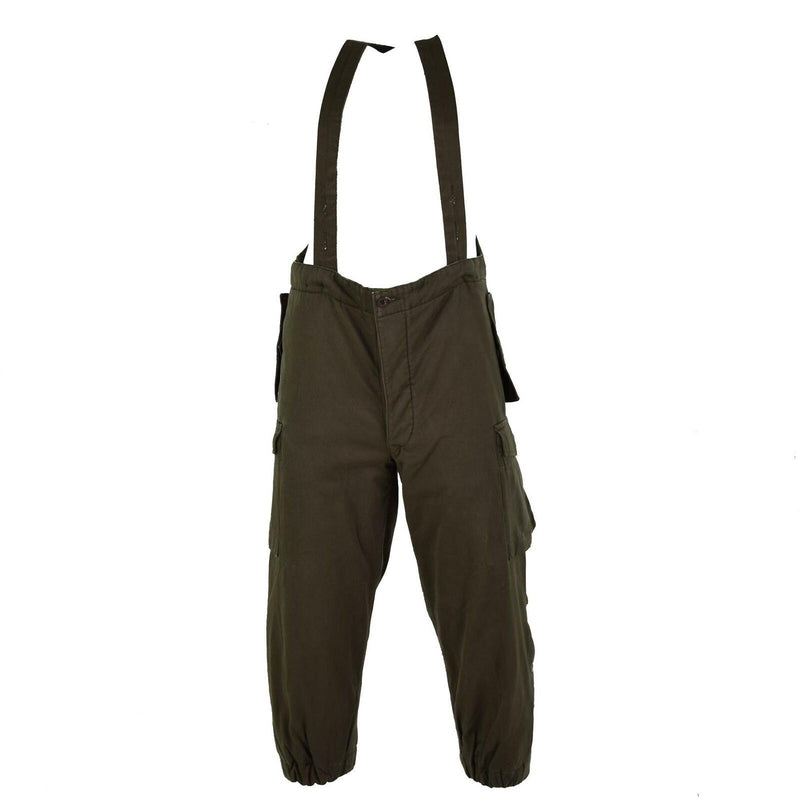 Pants di combattimento dell'esercito austriaco originale Bibs militare Oliva OD complessivo W BRACES NUOVO