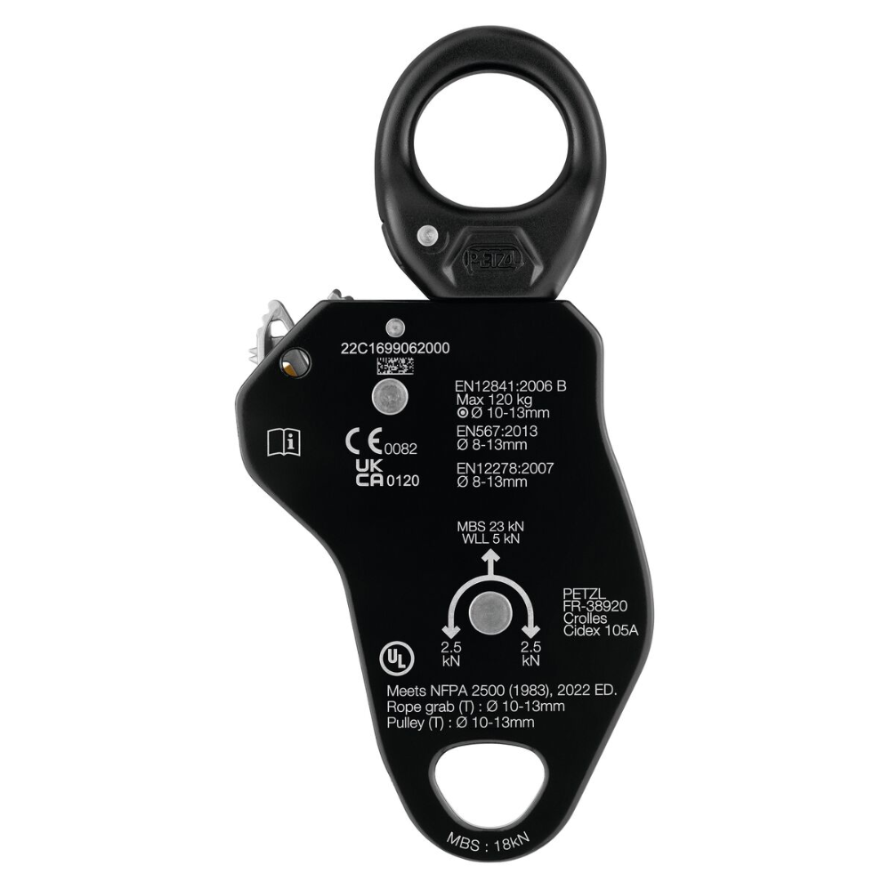 Dispositivo di traino a fune girevole PETZL PRO TRAXION Progress Capture Puleggia Giallo