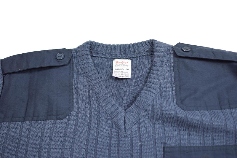 Sigerbello di maglione dell'esercito ceco originale M97 Blue Wool V-Neck Filite Orplus Nuovo