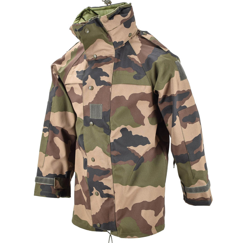 Giacca da trilaminio impermeabile dell'esercito francese genuino camo goretex con cappuccio da pioggia parka