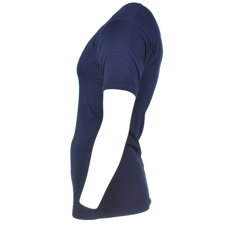 T-shirt blu scuro dell'esercito italiano autentico camicia di cotone blu maniche corte nuovi