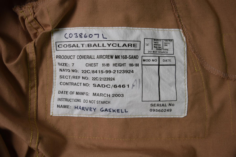 Aircrew dell'esercito britannico originale MK 16 B RAF ARAMID SULLA COPRALLA Air Force Beige