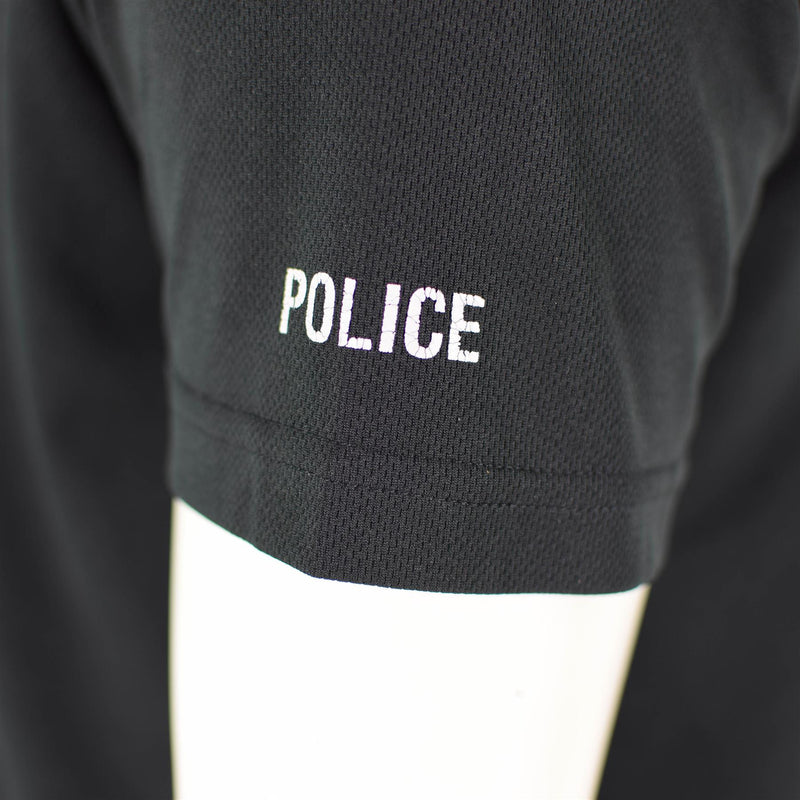 T-shirt della polizia britannica vera nero traspirante con zip gust a zip