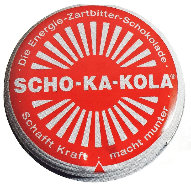 Energia tedesca cioccolato fondente scho-ka-kola caffeina e noce di cola da 100 g lattina