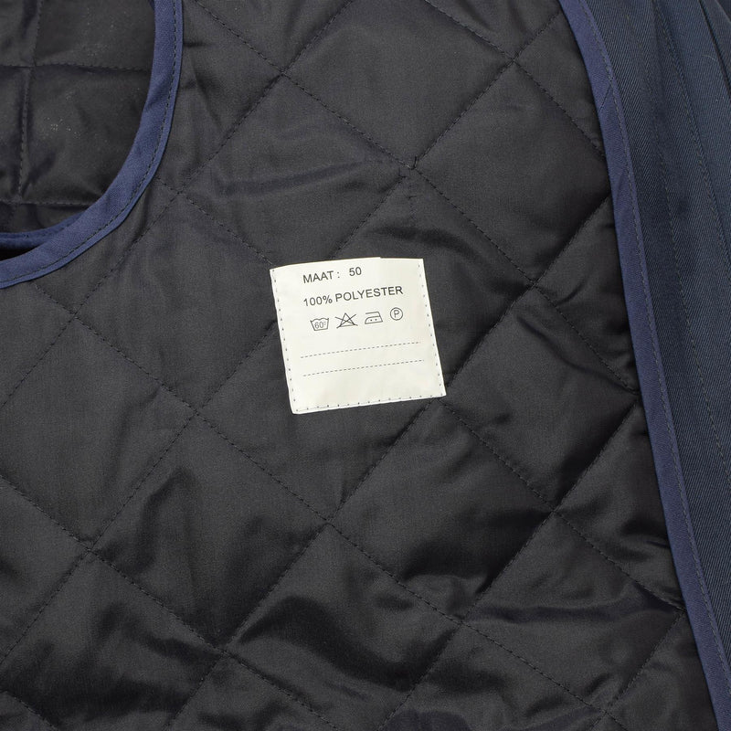 Trench da donna militare olandese originale Solido fodera trapuntata blu.