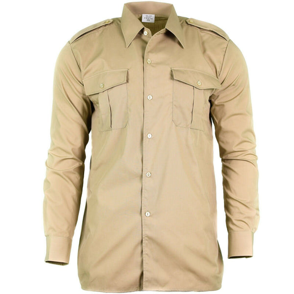 Autentica maglietta dell'esercito belga fatica surplus chino khaki manica lunga lunga nuova