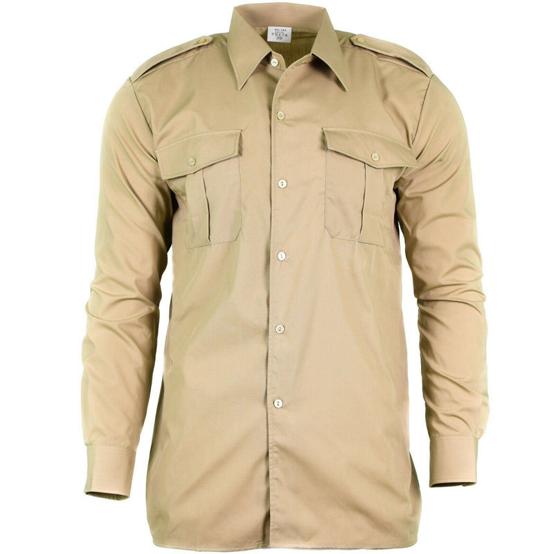 Autentica maglietta dell'esercito belga fatica surplus chino khaki manica lunga lunga nuova