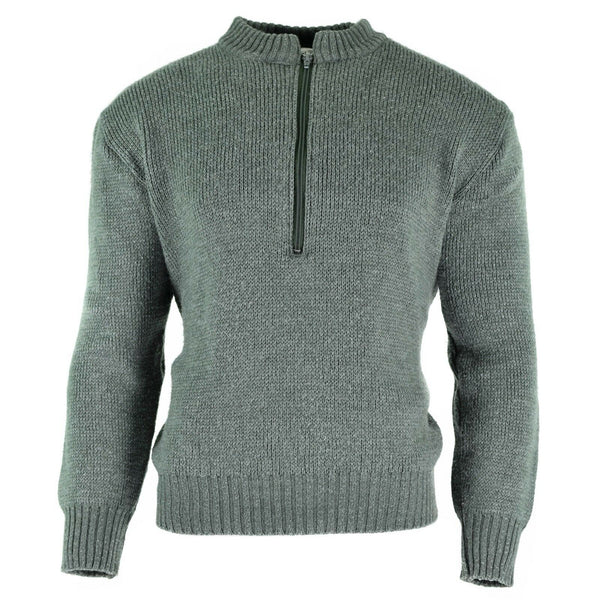 Pullover dell'esercito svizzero originale M74 maglione di lana vergine grigio grigio con cerniera
