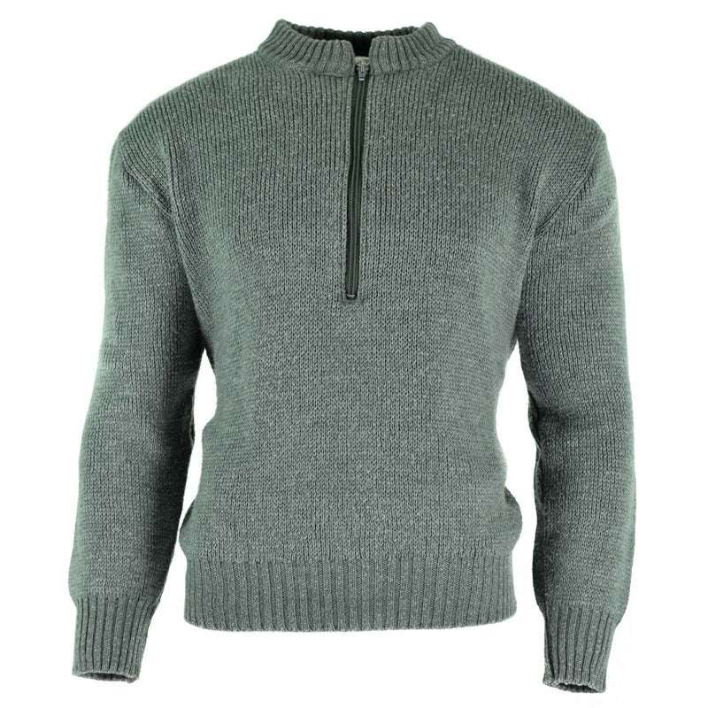 Pullover dell'esercito svizzero originale M74 maglione di lana vergine grigio grigio con cerniera