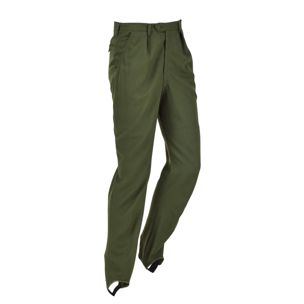 Pantaloni militari svedesi originali pantaloni per palette anteriori a pieghe verdi Nuovi