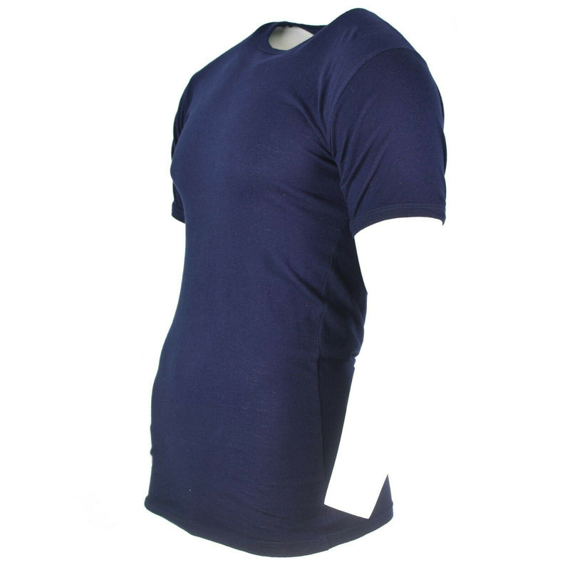 T-shirt blu scuro dell'esercito italiano autentico camicia di cotone blu maniche corte nuovi