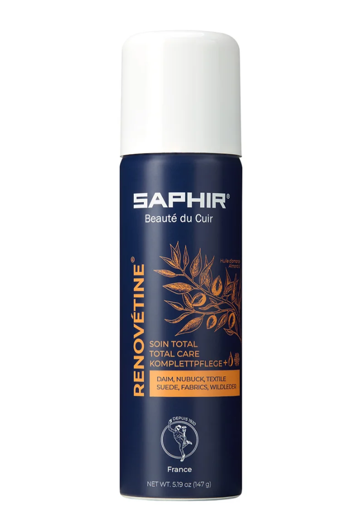 Saphir Renovétine Spray rinnovatore per pelle scamosciata e nabuk 200 ml Olio di mandorle Total Care