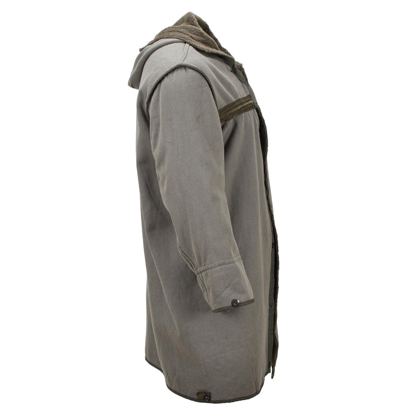 Originale militare tedesco lungo parka in finta foox fodera tenera dell'esercito con cappuccio oliva