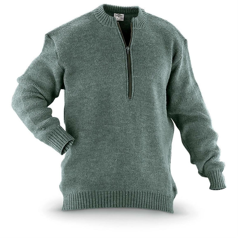 Pullover dell'esercito svizzero originale M74 maglione di lana vergine grigio grigio con cerniera