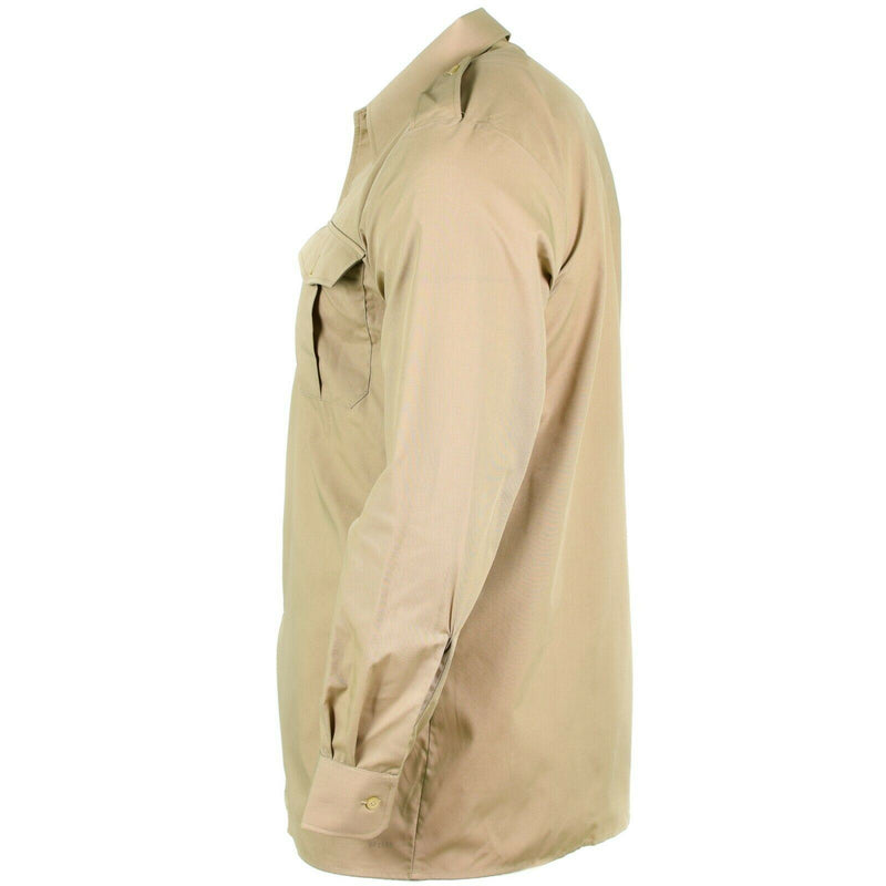 Autentica maglietta dell'esercito belga fatica surplus chino khaki manica lunga lunga nuova