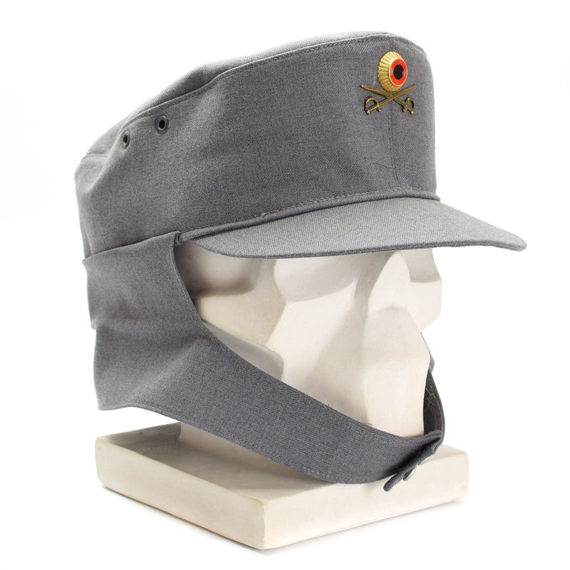 Original Erizzino tedesco Cap di montagna militare Gebirgsjäger grigio con badge floreale