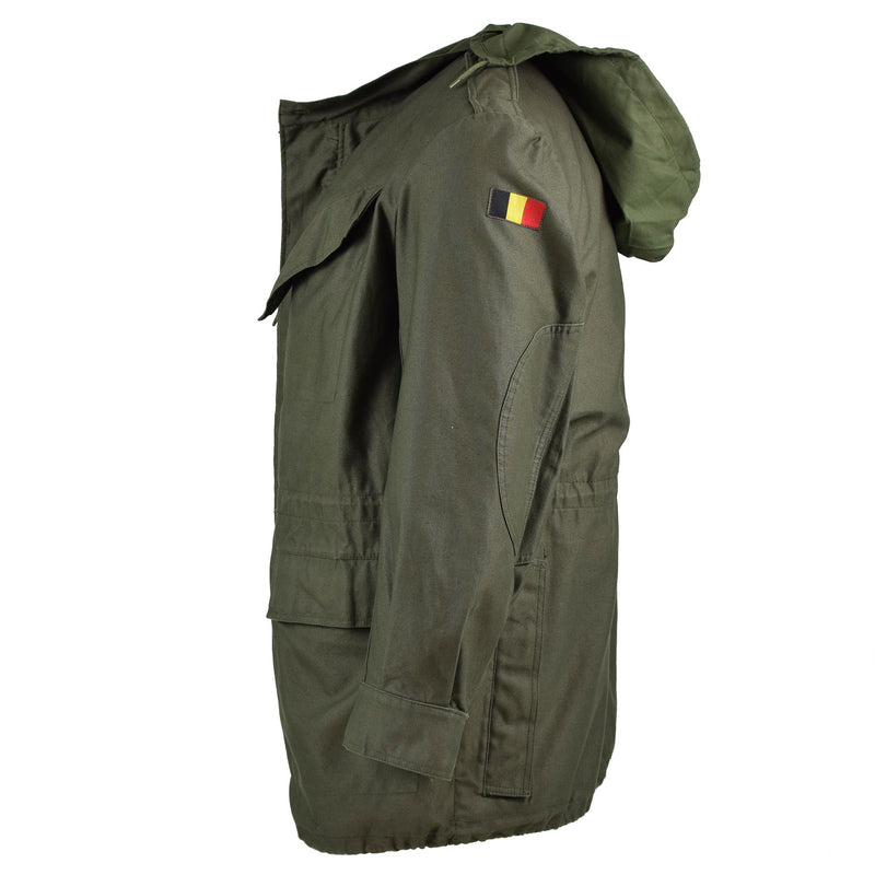 Guida vera campo dell'esercito belga m64 cotone militare impermeabile parka olive nuovo