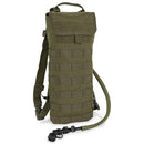 Olive green A.Blochl TF1 hydration pack with 3L capacity, MOLLE loops, and changeable drinking tube for hiking and tactical use