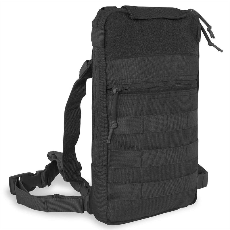 Black A.Blochl TF2 hydration pack with MOLLE webbing, adjustable straps, and zippered compartments for hiking and outdoor use