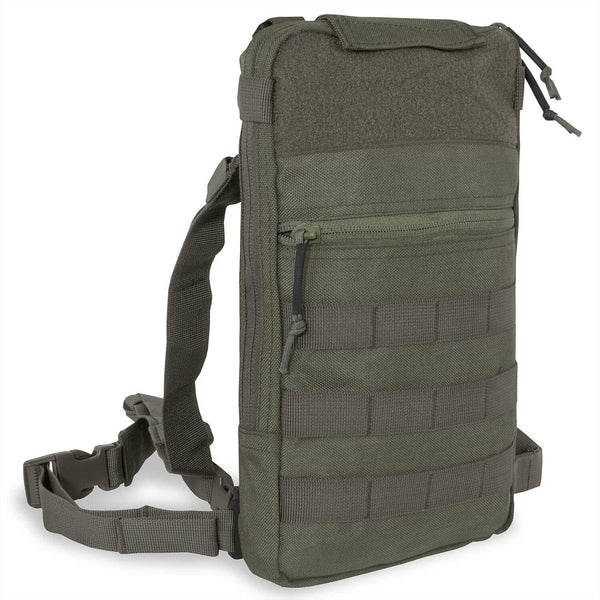 Olive green A.Blochl TF2 1.5L hydration pack with MOLLE straps for hiking and outdoor activities
