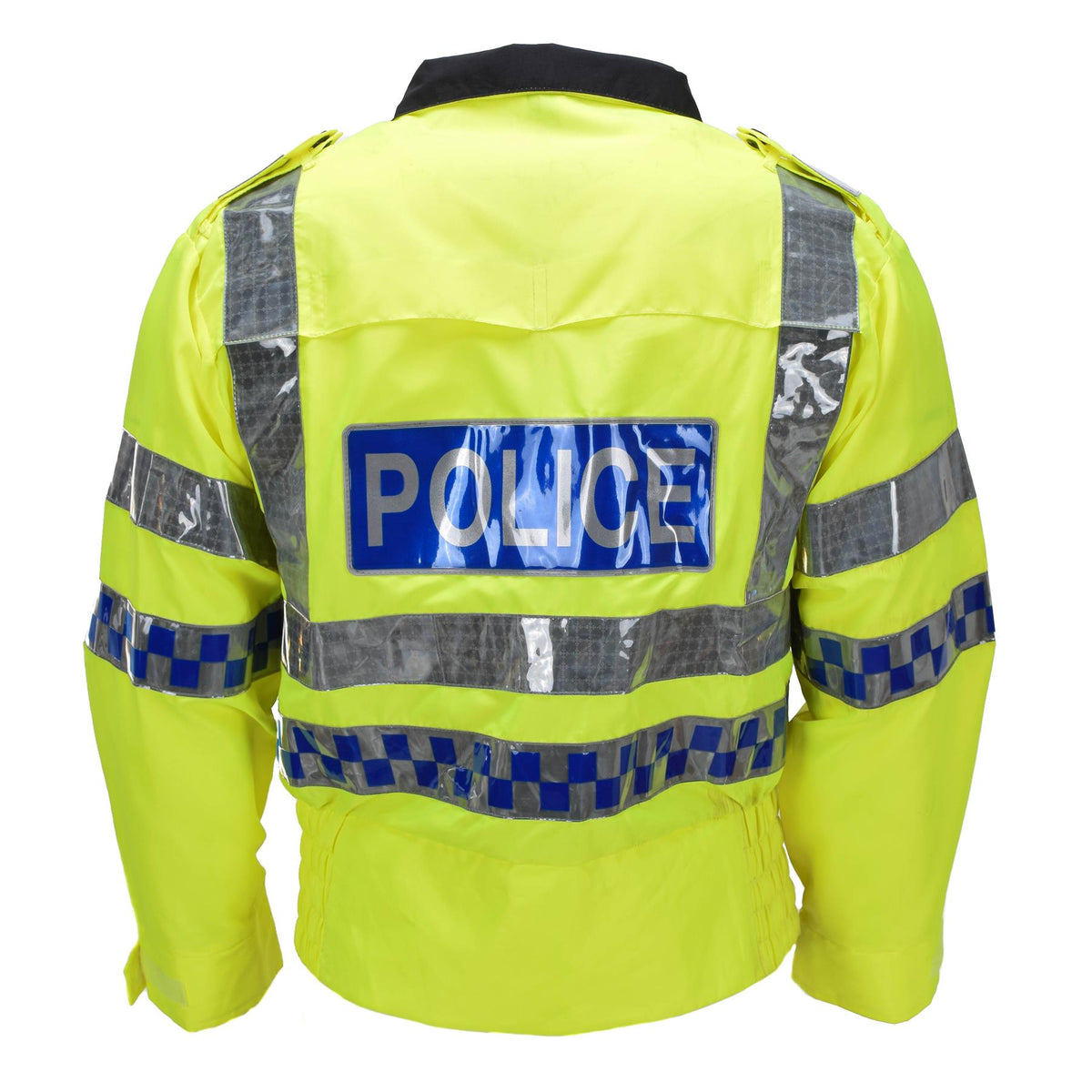 Giacca uniforme riflettente ad alta visibilità originale della polizia scozzese gialla