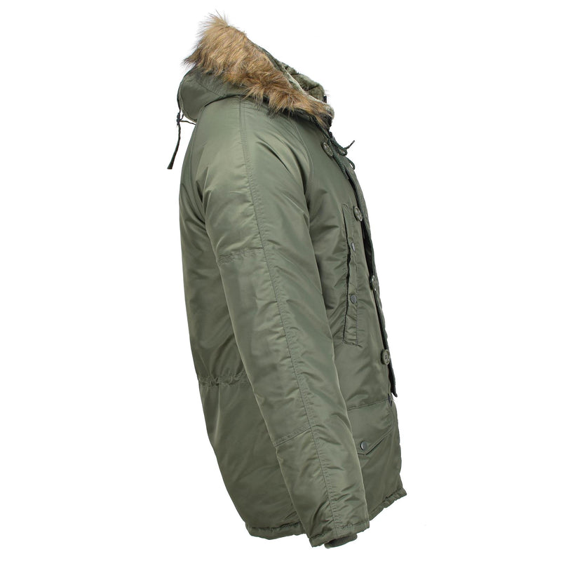 Mil-Tec Brand U.S. Style Military Aviator Parka N3B Furx Furx Hooded Olive Nuovo