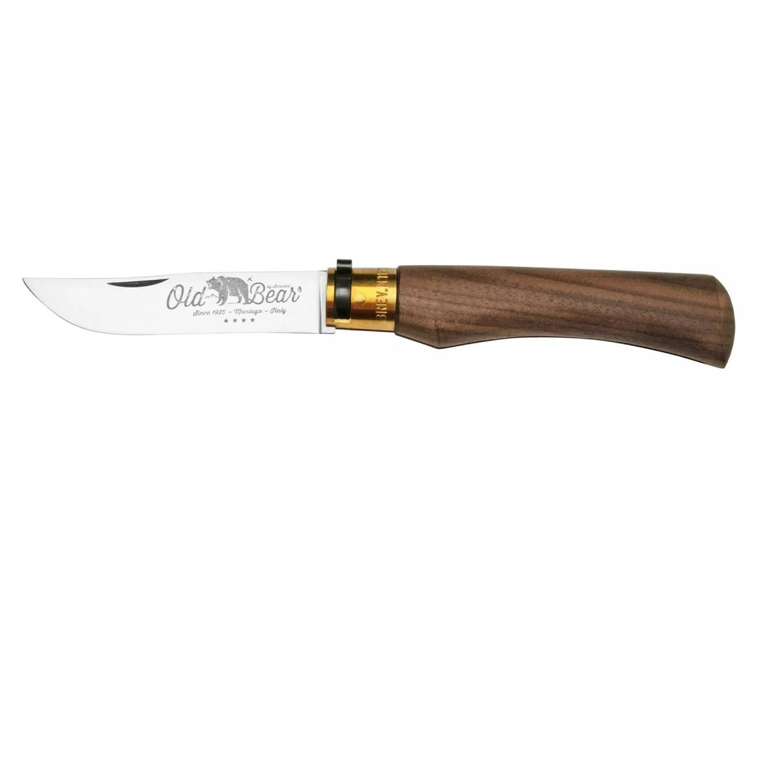 Coltello Tascabile Antonini Old Bear Lama in Acciaio Inox da 10 cm Manico in Legno di Noce